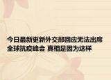 今日最新更新外交部回应无法出席全球抗疫峰会 真相是因为这样