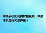 苹果手机如何内屏拍视频（苹果手机如何内录声音）