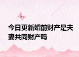 今日更新婚前财产是夫妻共同财产吗