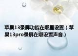 苹果13录屏功能在哪里设置（苹果13pro录屏在哪设置声音）