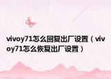 vivoy71怎么回复出厂设置（vivoy71怎么恢复出厂设置）