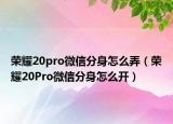 荣耀20pro微信分身怎么弄（荣耀20Pro微信分身怎么开）