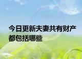 今日更新夫妻共有财产都包括哪些