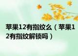 苹果12有指纹么（苹果12有指纹解锁吗）