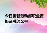 今日更新劳动部职业资格证书怎么考