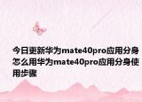 今日更新华为mate40pro应用分身怎么用华为mate40pro应用分身使用步骤