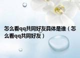 怎么看qq共同好友具体是谁（怎么看qq共同好友）