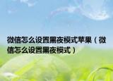 微信怎么设置黑夜模式苹果（微信怎么设置黑夜模式）
