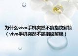 为什么vivo手机突然不能指纹解锁（vivo手机突然不能指纹解锁）