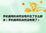 手机插耳机突然没有声音了怎么解决（手机插耳机突然没有用了）