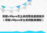 荣耀v30pro怎么关闭系统更新提示（荣耀v30pro怎么关闭推送通知）