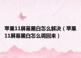 苹果11屏幕黑白怎么解决（苹果11屏幕黑白怎么调回来）
