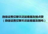 微信设置仅聊天还能看朋友圈点赞（微信设置仅聊天还能看朋友圈吗）