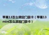 苹果13怎么绑定门禁卡（苹果13mini怎么添加门禁卡）