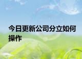 今日更新公司分立如何操作