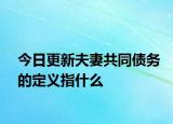 今日更新夫妻共同债务的定义指什么