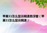 苹果11怎么显示网速悬浮窗（苹果11怎么显示网速）
