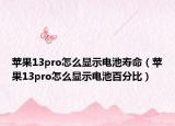苹果13pro怎么显示电池寿命（苹果13pro怎么显示电池百分比）