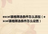 excel表格筛选条件怎么添加（excel表格筛选条件怎么设置）