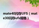 mate40闪存UFS（mate30闪存ufs规格）