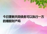 今日更新共同债务可以执行一方的婚前财产吗