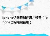 iphone访问限制在哪儿设置（iphone访问限制在哪）