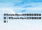 华为mate30pro文件管理在哪里查找（华为mate30pro文件管理在哪里）