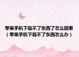 苹果手机下载不了东西了怎么回事（苹果手机下载不了东西怎么办）