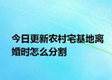 今日更新农村宅基地离婚时怎么分割