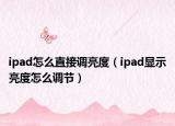 ipad怎么直接调亮度（ipad显示亮度怎么调节）