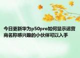 今日更新华为p50pro如何显示运营商名称感兴趣的小伙伴可以入手
