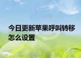 今日更新苹果呼叫转移怎么设置