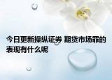 今日更新操纵证券 期货市场罪的表现有什么呢