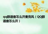 qq群语音怎么开麦克风（QQ群语音怎么开）