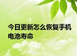 今日更新怎么恢复手机电池寿命