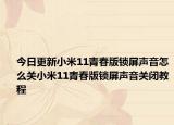 今日更新小米11青春版锁屏声音怎么关小米11青春版锁屏声音关闭教程