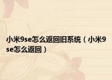 小米9se怎么返回旧系统（小米9se怎么返回）