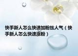 快手新人怎么快速加粉丝人气（快手新人怎么快速涨粉）