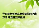 今日最新更新荨麻疹最快的止痒方法 这五种效果很好