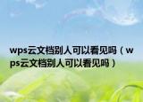 wps云文档别人可以看见吗（wps云文档别人可以看见吗）