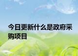 今日更新什么是政府采购项目