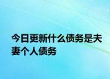 今日更新什么债务是夫妻个人债务