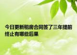 今日更新租房合同签了三年提前终止有哪些后果