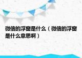 微信的浮窗是什么（微信的浮窗是什么意思啊）
