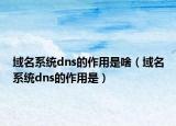 域名系统dns的作用是啥（域名系统dns的作用是）