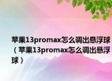 苹果13promax怎么调出悬浮球（苹果13promax怎么调出悬浮球）