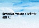淘宝团长是什么级别（淘宝团长是什么）