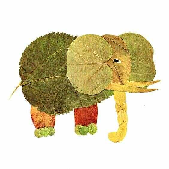 20款树叶拼贴画，幼儿园作业素材给你准备好了，假期陪孩子做起来