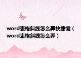 word表格斜线怎么弄快捷键（word表格斜线怎么弄）