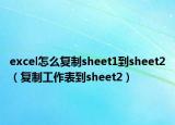 excel怎么复制sheet1到sheet2（复制工作表到sheet2）